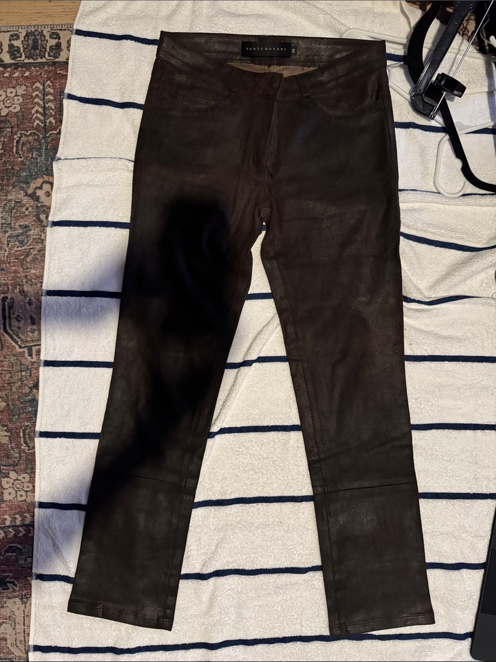 Ventcouvert Brown Lamb Suede Leather Pants Size 38 Made in France